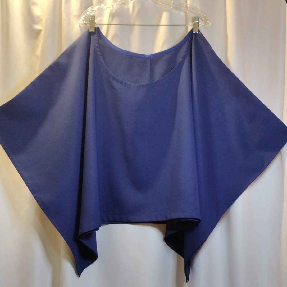 Elegant Blue Women's Poncho Style Dolman Sleeves Top